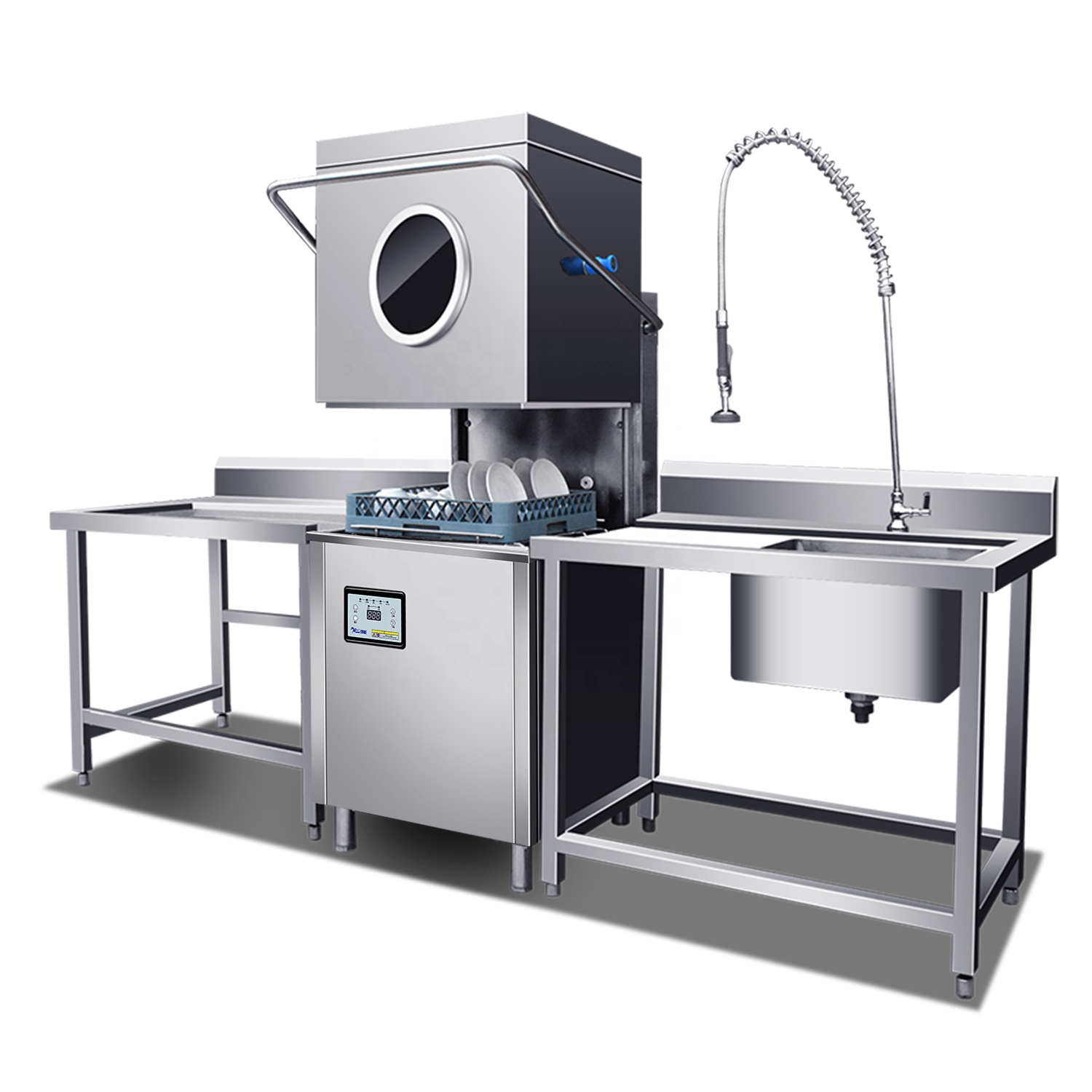 Commercial Kitchen Dishwasher - レストランホテル厨房用16KW自立型電気フードタイプ自動食器洗浄機業務用食器洗浄機
