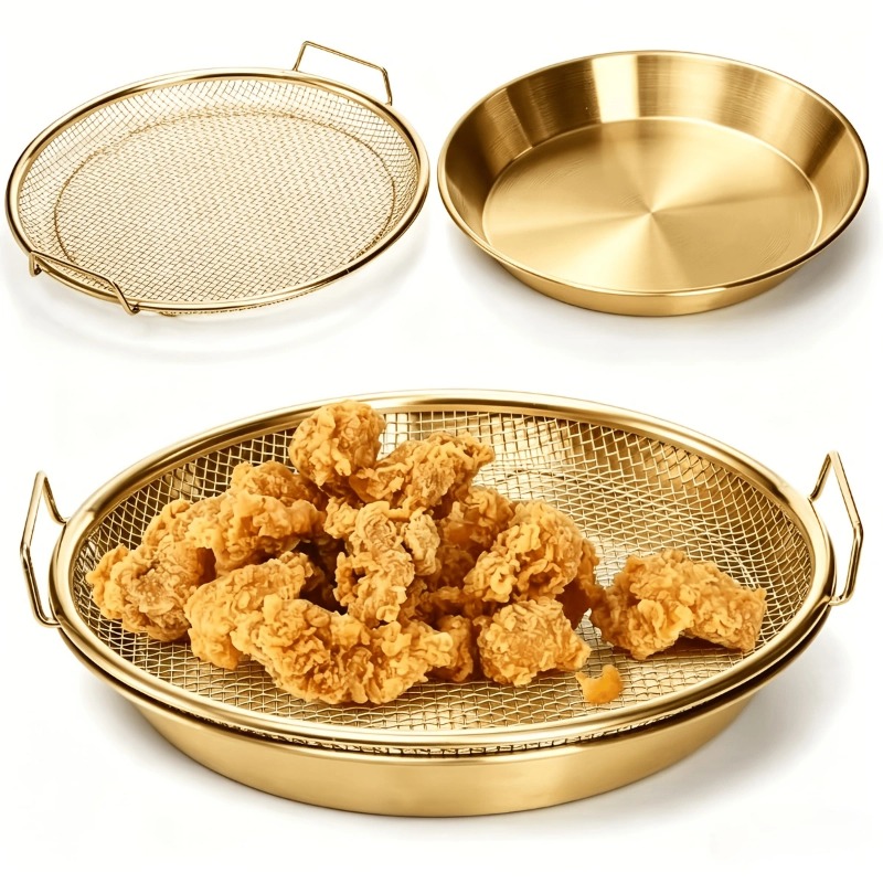 Commercial Kitchen Pans - ゴールド製ヘビーデューティーディープフライヤーラックトレイメッシュバスケットオイルフィルターパンエアフライヤーライナーオーブンシートカッターキッチンアクセサリーツール