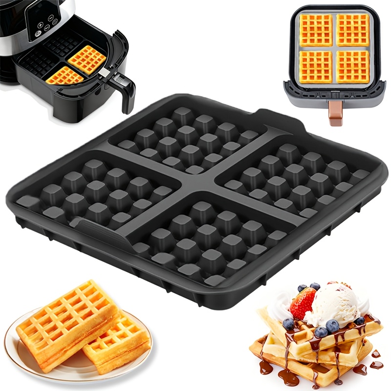Commercial Kitchen Pans - 正方形ワッフル型、ノンスティックエアフライヤー用ベーキングパン、ベルギーワッフルパンケーキ用再利用可能