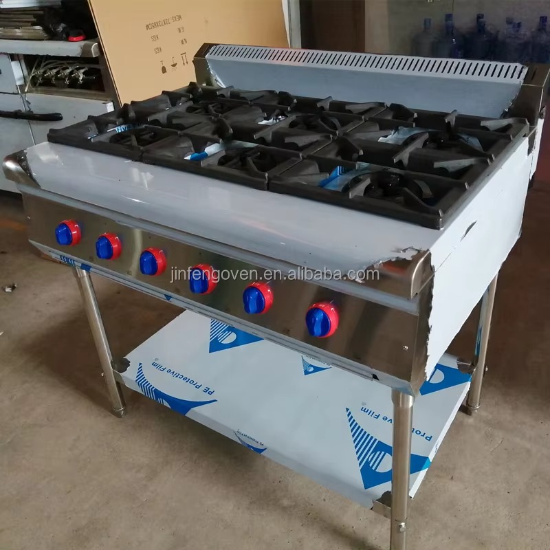 Commercial Kitchen And - 業務用厨房機器 プロ仕様 6口ガスコンロ 工業用ポータブルガスストーブ スタンド付き