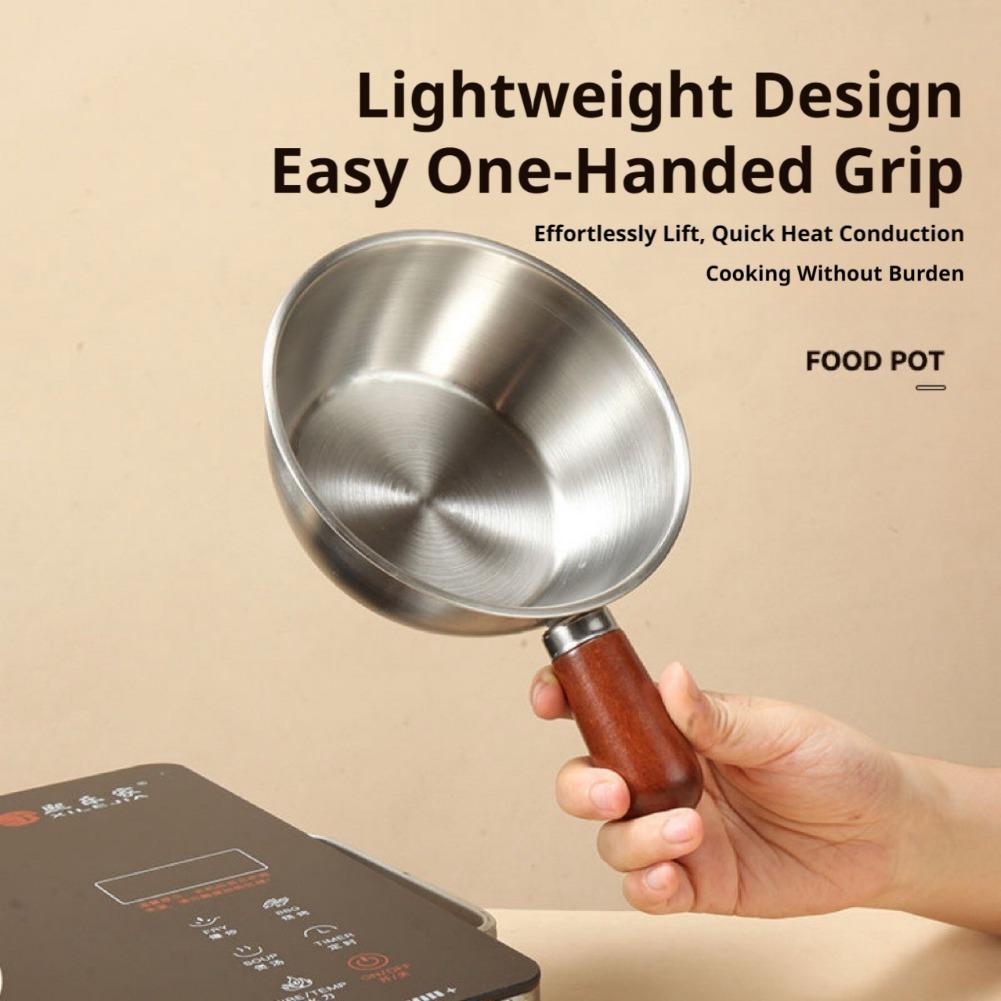 Commercial Kitchen Pans - 軽量ミニ火傷防止鍋高品質木製ハンドルオムレツフライパンステンレス鋼家庭用キッチン小型鍋