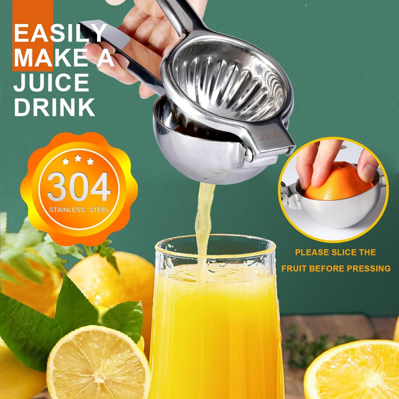 Commercial Kitchen Juicer - TAZZ アップグレードされた業務用レモンジューサー 3.47 インチ大容量手動ジューサー、強力な絞り器、キッチンツール、オレンジシットジュース付き