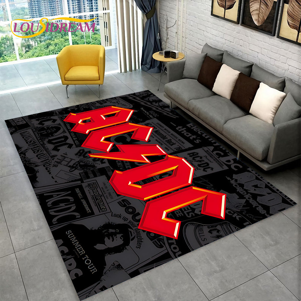 Kitchen Flooring Commercial - AC/DC ロックバンドエリアラグ 大型、カーペットラグ 家庭用 リビングルーム 寝室