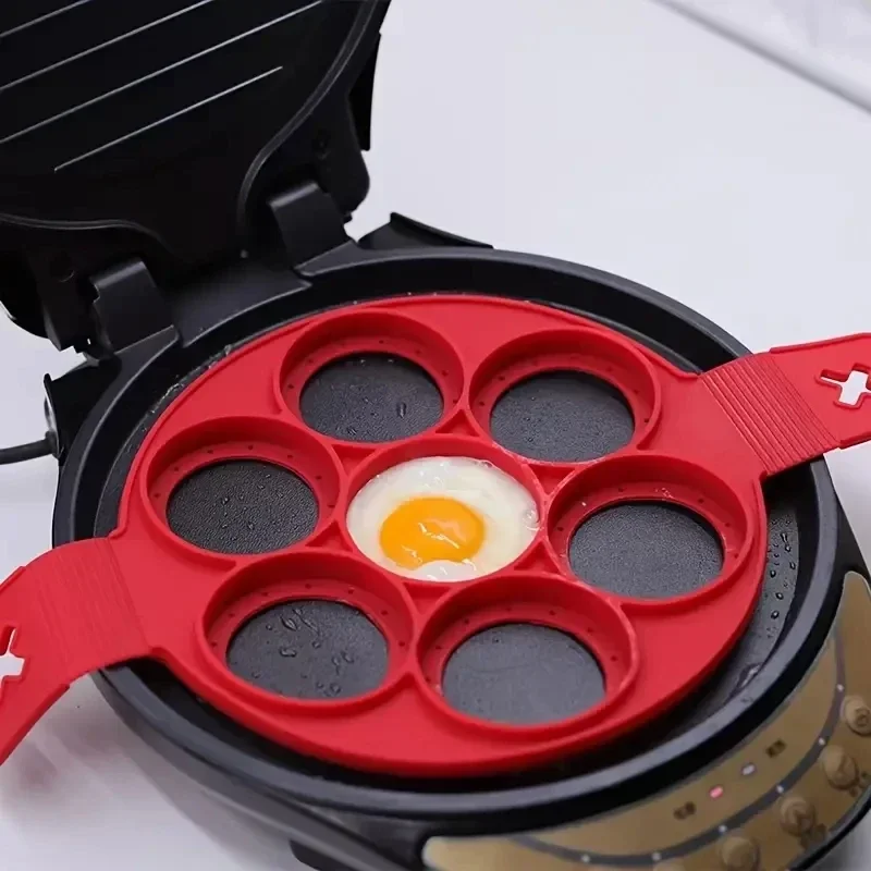 Commercial Kitchen Pans - 円形シリコンフライパン、朝食用パンケーキ型、DIYベーキングツール、7穴