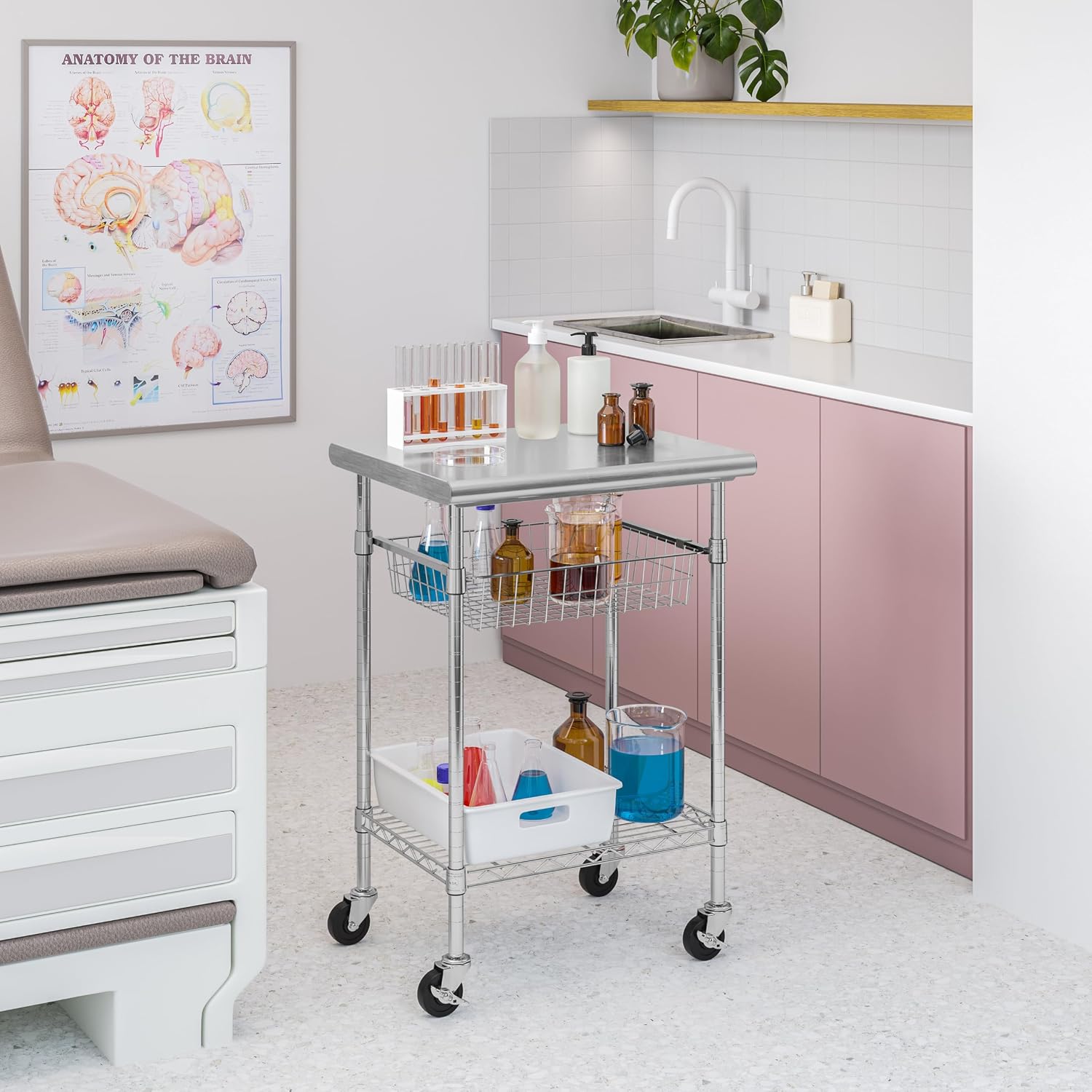 ステンレス製業務用食品調理台カート、頑丈なキッチンアイランド - Commercial Kitchen Island On Wheels のレビューと価格