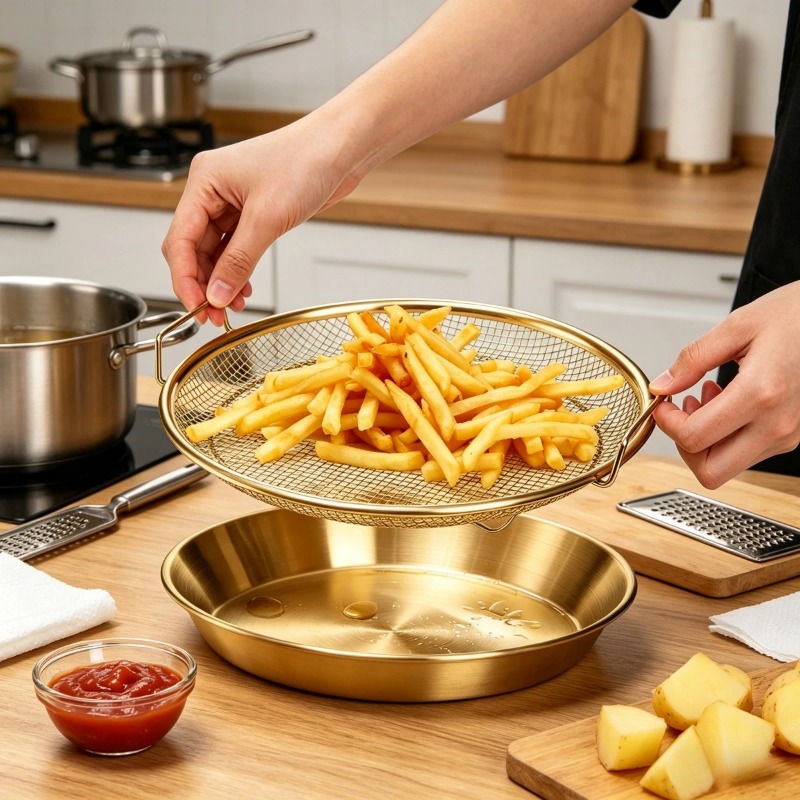 ゴールド製ヘビーデューティーディープフライヤーラックトレイメ - Commercial Kitchen Pans のレビューと価格