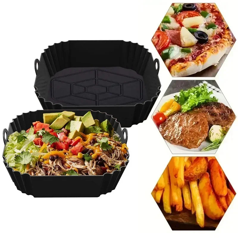 1PC シリコンエアフライヤーバスケット、ピザフライドチキン - Commercial Kitchen Pans のレビューと価格