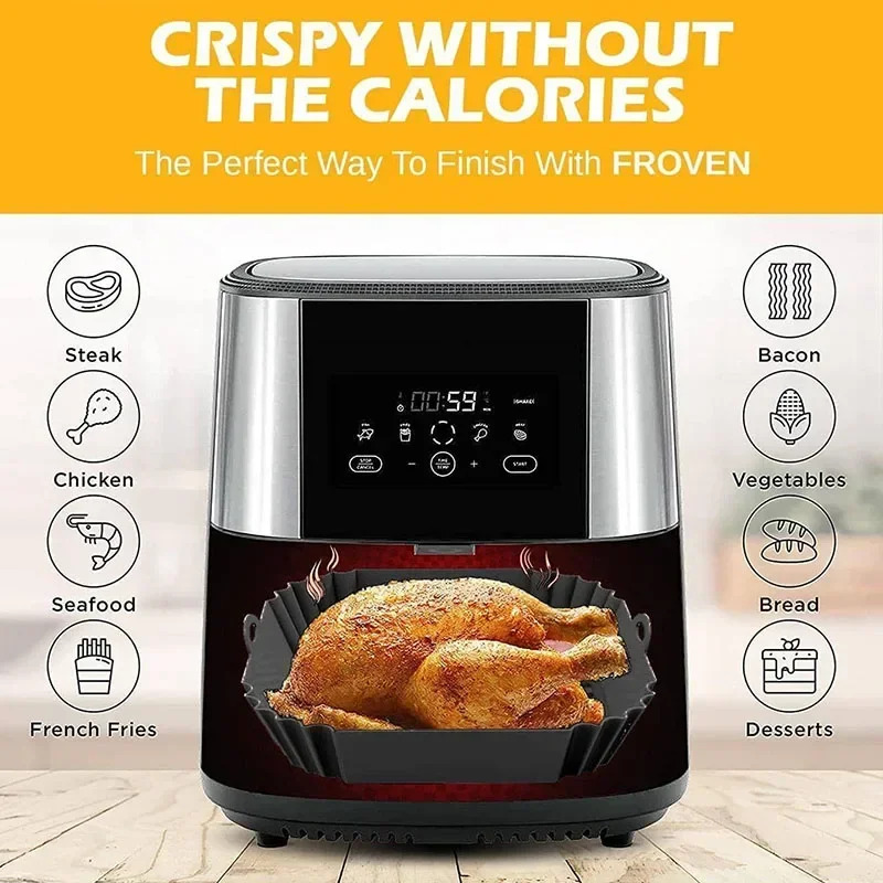 1PC シリコンエアフライヤーバスケット、ピザフライドチキン - Commercial Kitchen Pans のレビューと価格