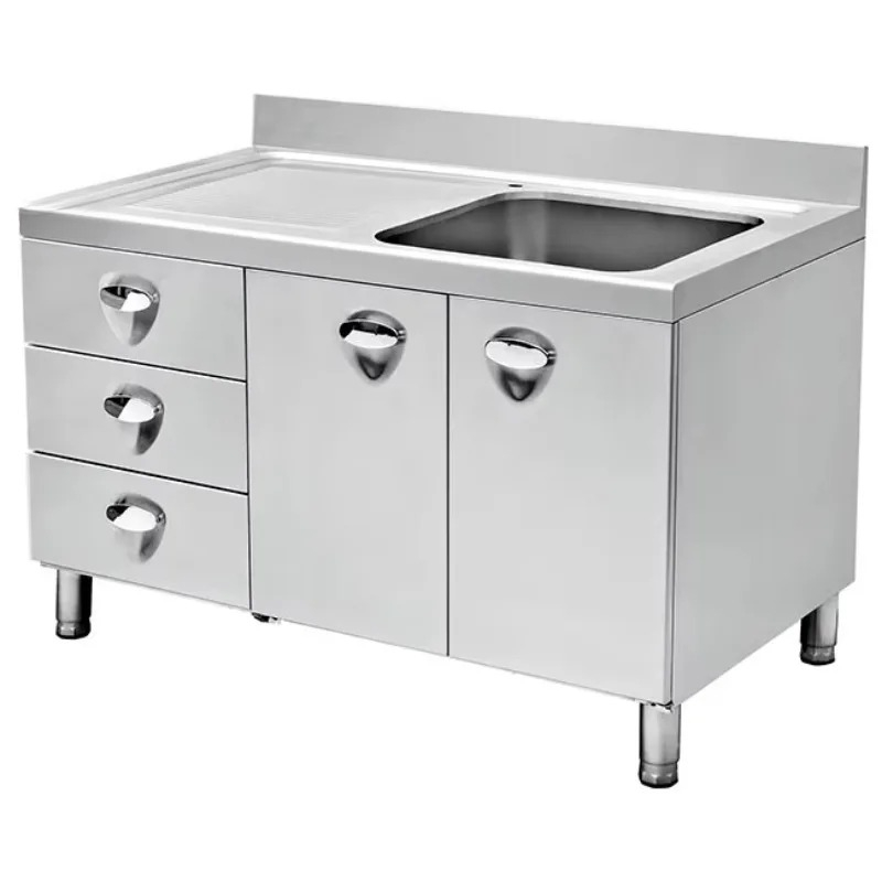 業務用厨房収納テーブル、独立型商業用作業台、シンクと引き出し - Commercial Kitchen Cabinet のレビューと価格