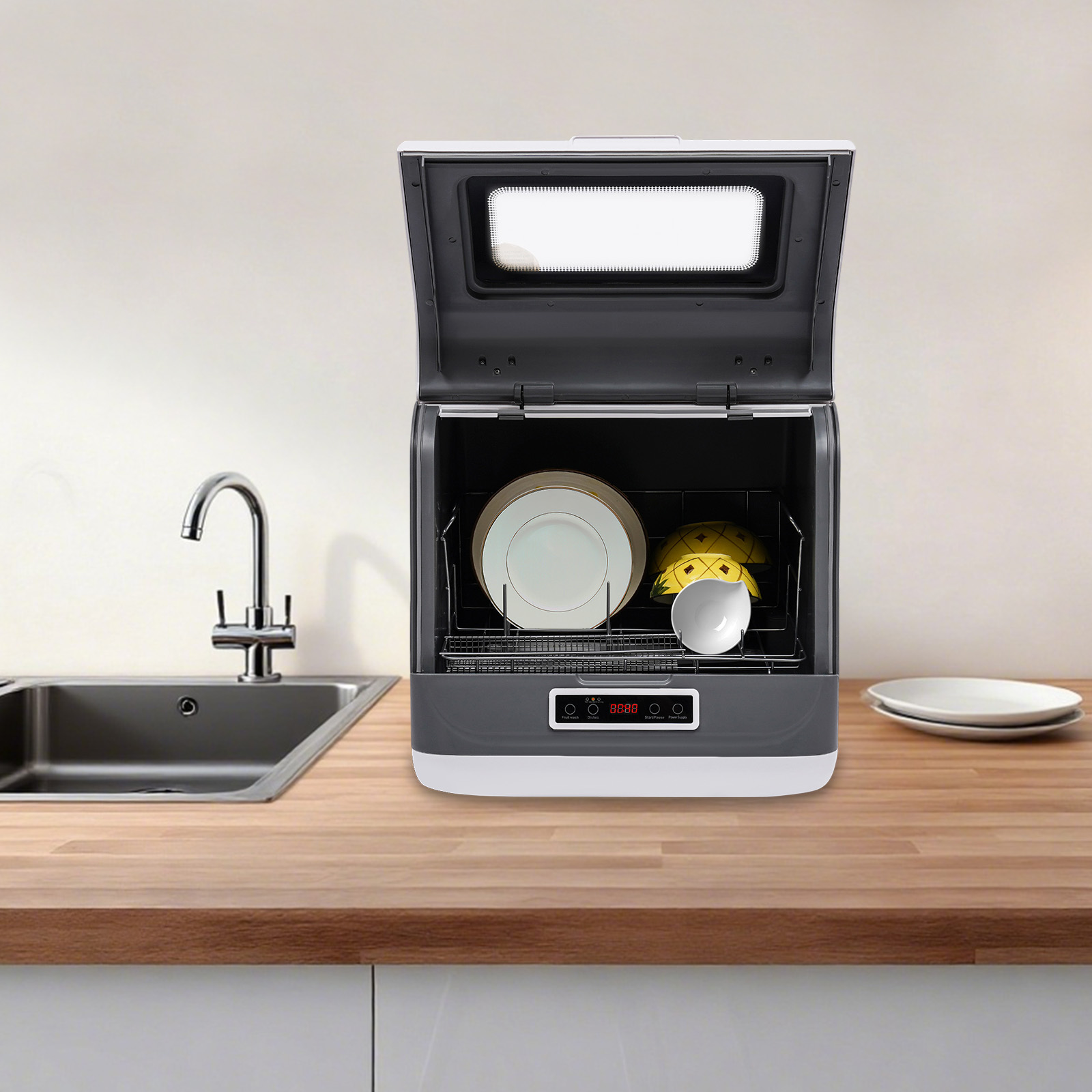 卓上型食器洗い機+800W定格電力、ポータブル卓上型食器洗い - Commercial Kitchen Dishwasher のレビューと価格