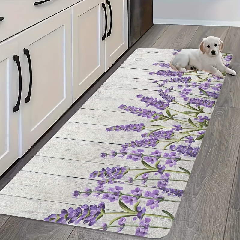 VIKAMA 花と植物のキッチンマット、ラベンダーの花柄デザ - Kitchen Flooring Commercial のレビューと価格