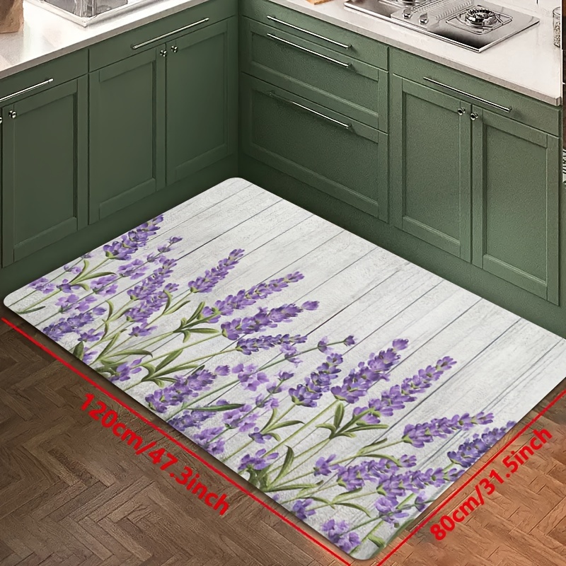 VIKAMA 花と植物のキッチンマット、ラベンダーの花柄デザ - Kitchen Flooring Commercial のレビューと価格