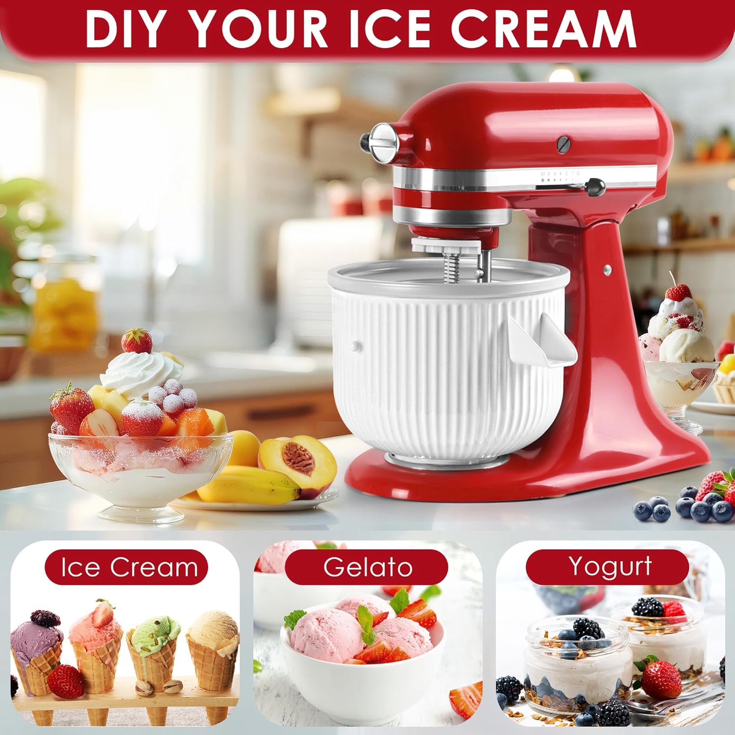 キッチンエイド スタンドミキサー用アイスクリームメーカーアタ - Commercial Kitchen Juicer のレビューと価格